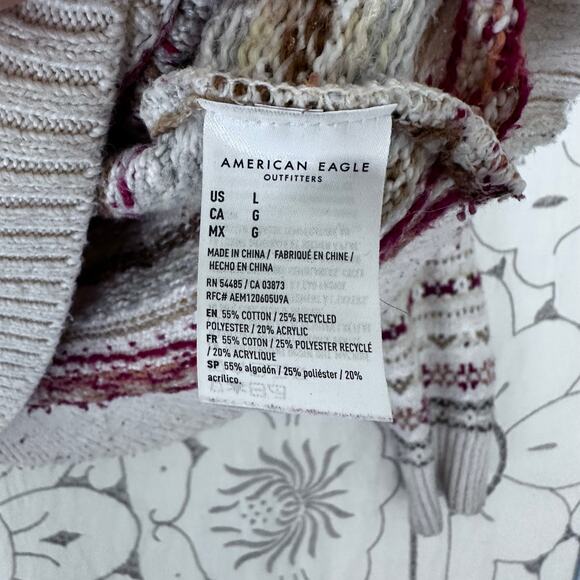 American Eagle Fair Isle Knit Sweater – Neutral Cream Multi – Women’s Large - Picture 5 of 8